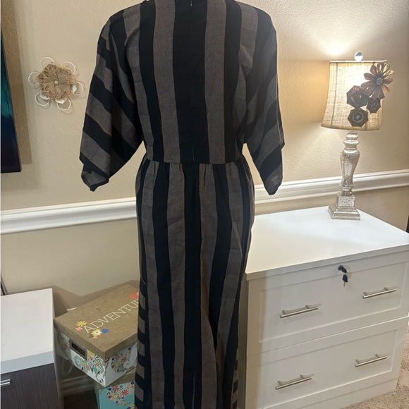 Striped Black and Brown Maxi Dress - Picture 3 of 5